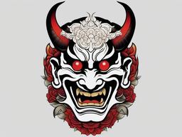 yakuza hannya tattoo  simple color tattoo,white background,minimal