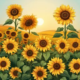 Sunflower Meadow sticker- Radiant Blooms Bliss, , color sticker vector art