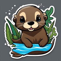 Otter cartoon - playful, river-dwelling swimmer  cartoon sticker style