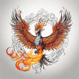 Fire phoenix   ,tattoo design, white background