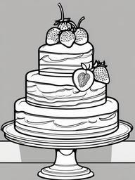 Cake Coloring Pages - Strawberry cake with a glaze  simple coloring pages