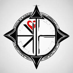 Cross and Heartbeat Tattoo - Merge faith and life with a compelling tattoo that combines a cross and a heartbeat.  simple vector color tattoo,minimal,white background