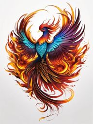 Phoenix tattoo, Rebirth and renewal, the mythical phoenix tattoo takes flight. , tattoo color art, clean white background