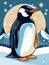 Winter penguin - Embrace the chill of winter with enchanting images of penguins in snowy landscapes.  color vector clipart