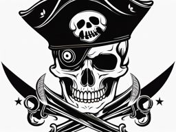 Pirate skull and crossbones tattoo. Jolly Roger in ink.  minimal color tattoo design