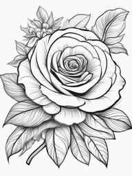 Floral Roses - Classic blooms with layered petals.  outling,coloring pages,black and whit