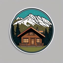 Mountain Chalet Sticker - Celebrate alpine living with the cozy and mountain chalet sticker, , sticker vector art, minimalist design