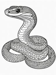 Cobra Coloring Page - Hooded Venomous Snake  black outline printable coloring page