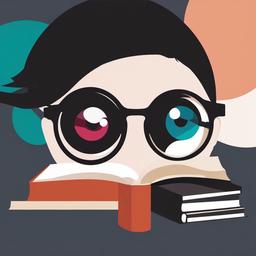 Eyeball clipart - eyeball with glasses reading a book  color,minimalist,vector clipart