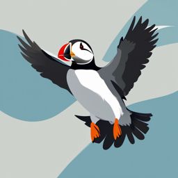 Puffin clipart - Seabird with a distinctive beak in flight, ,color clipart vector style