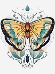 Comet Moth Tattoo - Infuse celestial vibes into your tattoo with a design inspired by the ethereal Comet moth.  simple vector color tattoo, minimal, white background