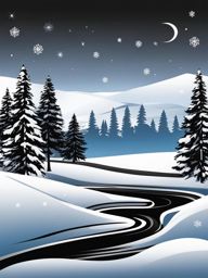 winter clipart black and white 