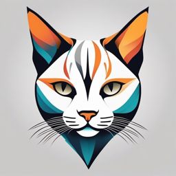 Stylized cat with bold lines and negative space, creating a visually striking and modern interpretation of a feline.  colored tattoo style, minimalist, white background