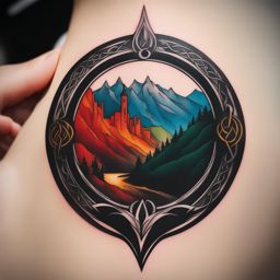 lord of the rings tattoo minimalist color design 