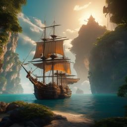 In a realm of floating islands, sky pirates seek a hidden treasure rumored to grant eternal life.  8k, hyper realistic, cinematic