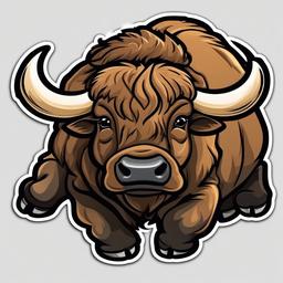 Buffalo cartoon - massive animal with a rugged coat  cartoon sticker style