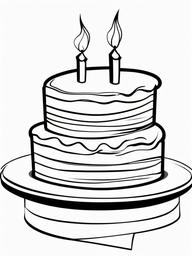 Cake Coloring Pages - Mini cake with a single candle  simple coloring pages