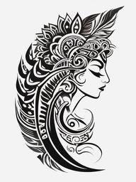 maori mix tattoo  simple color tattoo,minimalist,white background