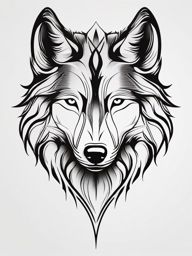 Simple Wolf Tattoo,less is more – a minimalist masterpiece, wolf depicted in its purest essence. , color tattoo design, white clean background