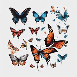 butterfly tattoo designs for legs  simple color tattoo, minimal, white background