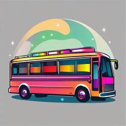 Bus clipart - party bus with colorful lights  color,minimalist,vector clipart