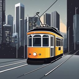 Cityscape and Tram Emoji Sticker - Urban tram rides, , sticker vector art, minimalist design
