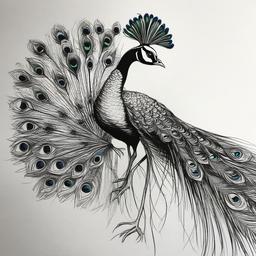 pencil sketch of peacock  minimal rough sketch scribbles,doodles,black and white