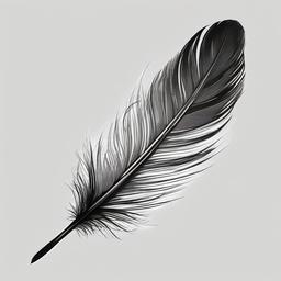 drawing of a feather with sparkling light around it  minimal rough sketch scribbles,doodles,black and white