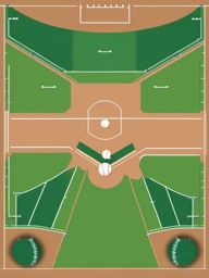 Baseball Field and Bases Clipart - A baseball field with bases and diamond.  color vector clipart, minimal style