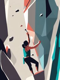 Rock Climbing Bouldering Challenge Clipart - Bouldering climbers taking on a challenging boulder problem.  color vector clipart, minimal style