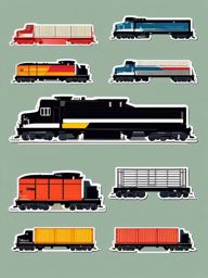 Freight Train Sticker - Cargo transport, ,vector color sticker art,minimal