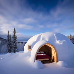 canadian igloos, with ice-block walls, create cozy accommodations in quebec, canada. 