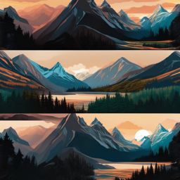 Dual Monitor Background - Dual-Screen Mountain Wilderness View  intricate patterns, splash art, wallpaper art