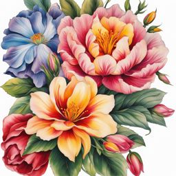 March flower of the month tattoo, Tattoos representing the birth flower for the month of March.  vivid colors, white background, tattoo design