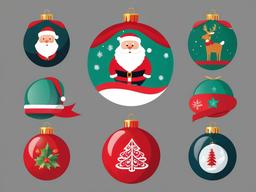 Christmas Ornament clipart - ornament with Santa Claus on it  color,minimalist,vector clipart