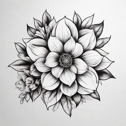 Flower Tattoos - General category of tattoos inspired by various flowers.  simple color tattoo,minimalist,white background