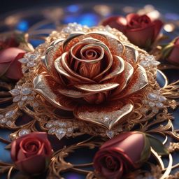 extremely detailed complex "Shiny Diamond Filigree Rose!!!", a breathtaking epic masterpiece artwork. maximalist highly detailed and intricate professional photography, a_masterpiece, 8k resolution concept_art, Artstation, triadic colors, Unreal Engine 5, cgsociety, octane_photograph