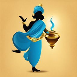 genie clipart - a magical genie emerging from a lamp. 