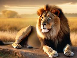 Lion clipart - lion with a crown in a regal pose  