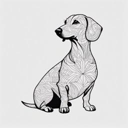 Dachshund tattoo: Quirky Dachshund design, highlighting its unique and endearing features.  color tattoo style, minimalist, white background