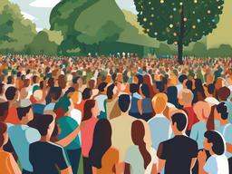 August clipart - August outdoor concert with a crowd  