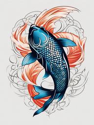 Koi Fish Tattoo Simple-Elegant and simple tattoo featuring a Koi fish, symbolizing perseverance and strength.  simple color vector tattoo