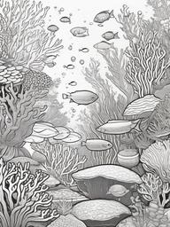 Coral Coloring Pages - Colorful Underwater Living Structures  black outline printable sheet, coloring page