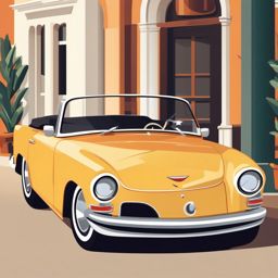 Convertible Car Clipart - A convertible car with the top down for sunny days.  color vector clipart, minimal style