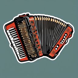 Accordion Sticker - Squeezing out lively and rhythmic melodies on the accordion, , sticker vector art, minimalist design