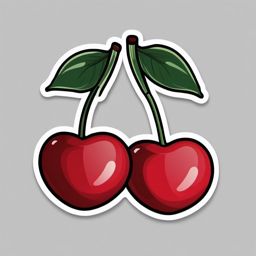 Cherries Sticker - Pair of cherries, ,vector color sticker art,minimal