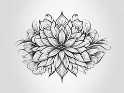 Flower Tattoo Black - Black-colored tattoo featuring various floral motifs.  simple color tattoo,minimalist,white background