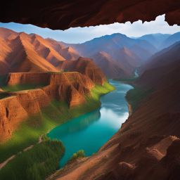 tianshan grand canyon - imagine the tranquil night in tianshan grand canyon, with winding rivers, lush forests, and towering red cliffs illuminated by moonlight. 