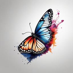 butterfly drawing tattoo design  simple color tattoo, minimal, white background