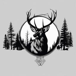 hunting memorial tattoo  simple color tattoo,minimal,white background